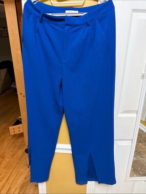 Happily Grey Cobalt Blue Crop Pants Slit Hem Stretch Size 9